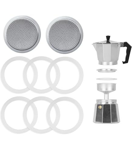 MSV Joints De Cafetière Aluminium 6 Tasses - Lot De 2, Silicone Blanc 453/110192