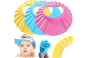 HELOVGE Gorro de Ducha Bebé,3Ajustable Gorro de Ducha para Bebé Champú Ajustable para Bebé Gorro Ducha Bebé Ajustable para Bebé Sombrero Champú Evite que el Agua Fluya a Ojos y de la Cara