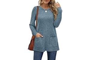 Aokosor Long Sleeve Tops Women Lightweight Jumpers Ladies Sweatshirts with Pockets