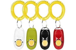 ZLIUTIN Clicker para Adiestramiento Perro Clicker para Entrenar Perros Silbato Clicker para Perros Training Clicker con Correa, Clicker para Mascotas, Perros, Gatos o Caballos 4 Piezas