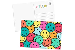SWEETZER & ORANGE Hello Postcards Pack (60 Greeting Slips) – 4x6 Gratitude for Kids & Adults, 300gsm Writing Sheets. Blank Greeting Cards, Smiley Face Welcome Letters for Sending Cheerful Wishes