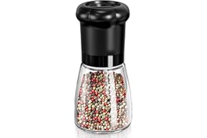 CIRCLE JOY Salt and Pepper Grinder, Manual Pepper Mills Grinder with Adjustable Ceramic Blades, Glass Body 6.35OZ Shaker for Home Kitchen BBQ, No Salt/Pepper Included
