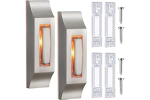 Enhon 2 Pack LED Lighted Doorbell Button, Solid and Sleek Metal Wall Mounted Door Bell Push Buttons for Home, Universal Garage Door Opener Switch