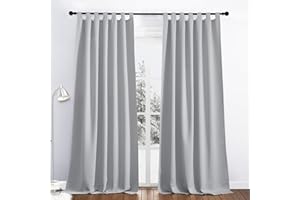 PONY DANCE Tende Oscuranti per Interni Blackout Curtains per Esterno Impermeabile 2 Pezzi L 132 x A 243 cm Tende Termiche Isolanti con Passanti Adesivi, Grigio Chiaro