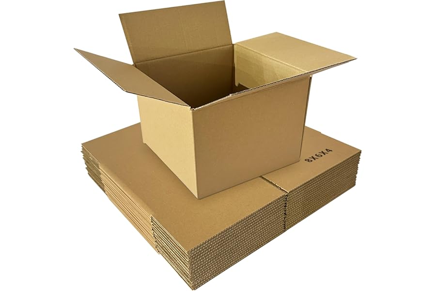 KAPCO 25 Cardboard Boxes (8 x 6 x 4”) | Small Single Wall Recycled Corrugated Kraft Box for Moving, Shipping, Packing, Storage & Gift Packaging | Strong, Eco-Friendly, Reusable, Stackable Solution