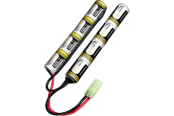 Keenstone Airsoft Batterie Bâton NiMH 9,6V 1600mAh Nunchuk Bâton pour Fusil à Air Comprimé ICS CA TM SRC JG G36 G&M734 etc + Mini Connecteur de Haute Décharge 1011002