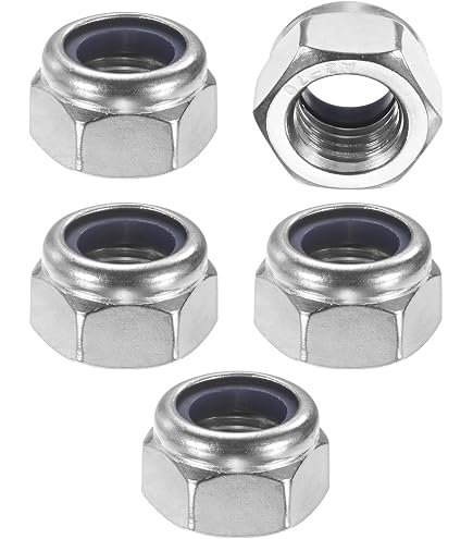 Uxcell 5Pcs M12x1.25mm Nylon Insert Hex Lock Nuts, 304 Stainless Steel