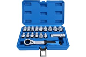 Kelawoly 17 Delar Genomgående Hylsnyckelsats 3/8 1/2 Tum, 10-24 Mm Hylsor