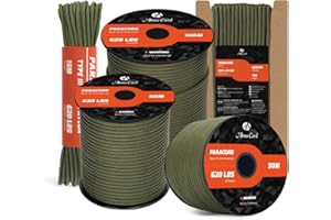 Abma Cord Paracord 4mm 9 Fili 15m Corda Paracord Nylon Corda da Paracadute Tipo 3 620lbs - Max. 280 kg - Verde Militare