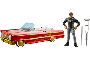 Mattel WWE Lucha Low Rider fordon med lanserings- och hydrauliska funktioner och Big Champions Rey Mysterio, HYT25