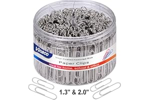 ‎VINACO Vinaco Büroklammer Silber, 500 Stück Groß Büroklammern 50mm & Büroklammern 32mm, Langlebig und Rostfrei Paper Clips Idee für Schule, Büro. Metall Büroklammern Klein und Bueroklammern Gross