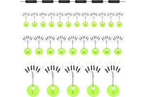 Annyswit 150 tapones de goma 6 en 1 para pesca pequeños S & M & L cilíndricos perlas de goma para pesca trucha 0,1 – 0,43 mm línea tope de pesca y paradas de hundimiento