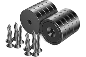 Neosmuk Neodym Magnete mit Loch, 50kg Extra Stark, Runde Magnete zum Anschrauben, Magnet mit Gewinde, Starke Magnete zum Schrauben(10er Set, Schwarz)
