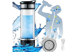 HIMU Hydrogen Water Bottle Generator 350ml Hydrogen Water Generator Portable Alkaline Water Machine Double Layer Glass Alkaline Water Bottle 1000-1200ppb Water Ionizer USB Alkaline Water Filter Bottle