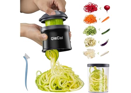 Spiralskärare grönsaker med behållare – 4-i-1 zucchini spiralskärare grönsaksskivare spaghetti gröns - Amazon Deal & Rabatt