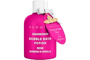 NEW MIUZ Magnesium Bubble Bath Rose Jasmine Vanilla - Luxury Long Lasting Bubble Bath for Sore Muscles - Epsom Salt Moisturizing Relaxing Stress Relief - Spa Self Care Spa Gift for Women Birthday Christmas