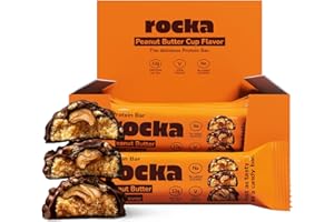 ‎ROCKA NUTRITION Rocka Nutrition Protein Bar I Veganer Proteinriegel mit 12 g Protein/Riegel I zuckerreduziert I voller Geschmack I 12 x 50g einzeln verpackte No Whey Bars (Peanut Butter Cup)