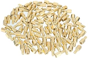 sourcing map 100pcs M3 6+6mm Female Male Thread Brass Hex Standoff Spacer Screws PCB Pillar