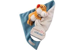 NICI Schmusetuch Baby 22 x 22 cm mit Kuscheltier Tiger - Flauschiges Schnuffeltuch für Mädchen & Jungen, Baby Geschenk zur Geburt, Mit gesticktem Schriftzug "Kleiner Liebling" - 49750