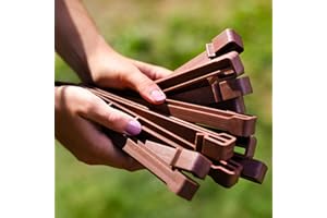 UNIGARDIA 40 Pcs Landscape Edging Stakes 24.5 cm - Durable Plastic Ground Stakes for Lawn Edging - Garden Brown Spikes