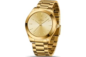 LN LENQIN Orologio Da Uomo in Acciaio Inossidabile, Impermeabile, Analogico Al Quarzo, Design Aziendale Di Moda