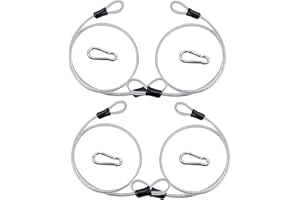 CZLINODUMMX 4 Stück Drahtseil Sicherheitskabelschloss Stahlseil mit Ösen Sicherheit Edelstahl Sicherheitskabel Diebstahlsicherung Seil mit Karabiner für Gartenmöbel, Fahrrad. (0.8m x 3mm)