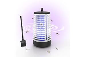 AILEDA Lampada Antizanzare Elettrica, Lampada Zanzare 2000V UV Zanzariera Elettrica, Uccidi Trappola Insetticida Zanzare per Giardino Interno Esterno (Con Gancio,1 Spazzole Pulit）