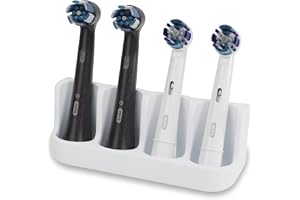 Qikfresh Hållare för 4 borsthuvuden till eltandborstar (Vit) | Kompatibel med Oral-B, iO, Philips Sonicare, Waterpik & Fairyw
