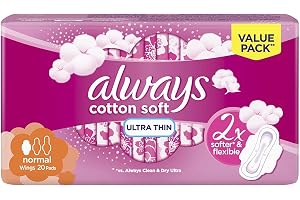 Always Pads Cotton Ultra Regular Flow, 20 | Feel super soft with Always Cotton Soft with a thin super absorbent core that will keep you protected & feeling soft