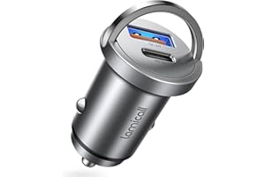 Lamicall 45W Zigarettenanzünder USB C Auto Ladegerät - [Super Mini Ganzmetall] 24V/12V USB Adapter Auto mit 45W USB C&USB A Schnellladegerät, PD&QC3.0 KFZ Autoladegerät für iPhone 17/16/15, Samsung