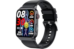 MOREASE Smart Watch Blutzuckermessgerät, E500 Blutzucker Fitness Monitor mit EKG PPG Körper Herzfrequenz Temperatur Blutdruck Sauerstoff Monitor, Sport Wasserdicht Smart Watch für Männer und Frauen (Schwarz)