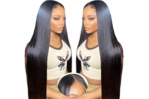 EOOL 20 Pouces 200% Densité Straight Perruque femme naturelle 9X6 HD Max Part Lace Perruque Cheveux Humain Sans Colle Glueless Wig human Hair Pré-pincé pré-coupé For Women Friendly To Beginners(51cm)