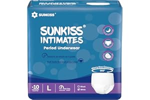 SUNKISS INTIMATES Culottes De Règles Jetables pour Femmes avec Flux Abondants, Sous-vêtements Post-partum Non Parfumés, Blanc, Taille L, 10 Unités
