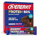 Enervit Protein Bar 50% Dark Choco, Barrette Proteiche Enervit, 20 Grammi di Proteine, Barrette con Vitamina D e Vitamina B6,