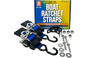 BETTER BOAT Boat Retractable Ratchet Straps Tie Down Strap to Trailer and Transom 2" x 43"