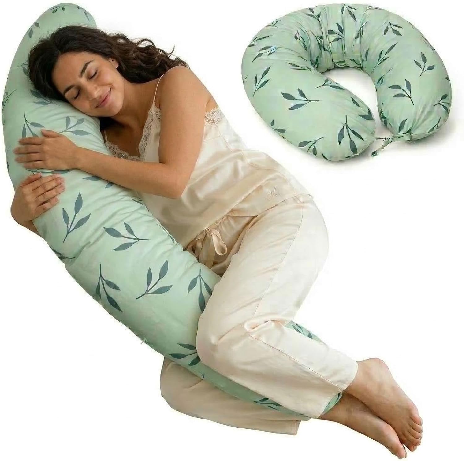 MaiaNatur Cojin de Lactancia XXL 180 cm – 100% Algodón Oeko-Tex – Cojin Embarazada de Alta Densidad con Soporte Firme y Ergonómico – Almohada para Embarazadas