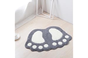 ELE ELEOPTION Tapis de Bain antidérapant Eleoption, Tapis de Cuisine à séchage Rapide pour la Salle de Bain absorbe l'eau pour la Chambre à Coucher, la Cuisine, Le Couloir, l'entrée, Coton, Gris, Grand 67 * 48cm