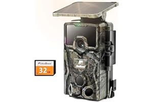 usogood Fototrappola Solare 4K 48 MP, Batteria al Litio da 2600 mAh Integrata, Fototrappola Notturna con Visione Notturna Attivata dal Movimento, Includere Scheda di Memoria da 32 GB IP66 Impermeabile