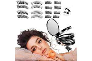 ‎YZHMSZKJ Magnetische Wimpern, 8 Paar, 3 Schichten, Wiederverwendbare Magnetische Wimpern, Natürlicher Look ohne Eyeliner, Verbesserte Dual-3D-5D-Wimpern mit Applikator-Pinzette, Kein Kleber Erforderlich
