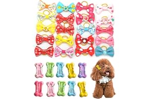 arrderly 30 Stück Tierhaar-Accessoires Kleine Hunde Haarschleifen mit elastischen Gummibändern, Hundehaar-Zubehör, Doggy Kitten Topknot Befestigung Fellpflege-Zubehör-Set für Langhaar Welpe Katze