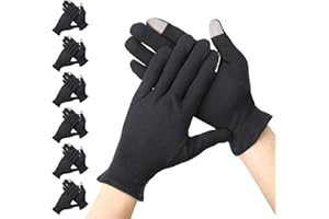 Segbeauty Guantes Algodon Dermatologicos, 6 Pares Negros Guantes Hidratantes de Pantalla Táctil, para Inspección de Joyas, Dormir Durante la Noche Curar Eczema (M)