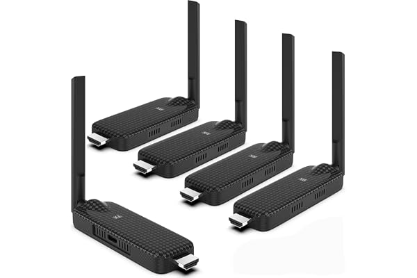 ETZIN Wireless HDMI 4 Receiver and 1 Transmitter Extender Kit,Plug & Play 165FT Portable 2.4G/5G Wirelessly Simultaneous Expansion for Multiple Screens from Laptop and Camera to TVs, EPL-1436H