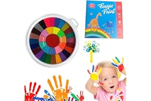 WEKUW 36 colori a dita per bambini, non tossici, libro fai da te stampa Ingera, tampone colorato ad acqua, compleanno e pittura in tessuto (libro illustrato blu)