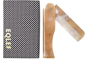 EQLEF Składany Grzebień Kieszonkowy - Elegancki Jaka Róg Dopasowany Do Portfela