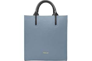 Parubi Femme Sac à Main en Cuir Souple Véritable, Fabriqué en Italie, Sac Rectangulaire avec Poignées et Sangle Contrastée, Sac Minimal Tote Bag Taille Moyenne (Clizia)
