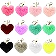 DOITEM Pom Poms Keychain Fluffy Ball Key Chain Faux Rabbit Fur Pompoms Keyring with Tassel Pendants for Girls Women