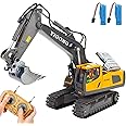 Mocethoa 11 Channel RC Excavator Toy - 1/20 Scale Rechargeable Metal Shovel Remote Control Excavator Construction Tractor Vehicles with Lights Sounds 2.4Ghz Transmitter for Boys Girls Kids