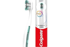 Colgate Total Foaming Clean Soft Manual Toothbrush | helps fight the root cause of common oral health issues¹ | for deeper² toothpaste delivery | reaches deeper² along gumline and between teeth