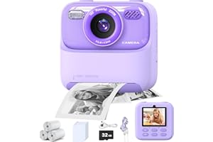 masterbee Macchina Fotografica Istantanea, Regalo Bambina/Regalo Bambino, Fotocamera per Bambini, Macchina Fotografica Bambini, Video HD 1080P, Giochi Bambini 3 4 5 6 7 8 9 10 11 12 Anni（Purple）