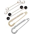 Chuangdi Set of 6 sweater clips, including double faux pearl pins and crystal shawl clips for costume accessories, girls, women, pearl, crystal, pearl, crystal, pearl, crystal, Pearl,Crystal, Crystal